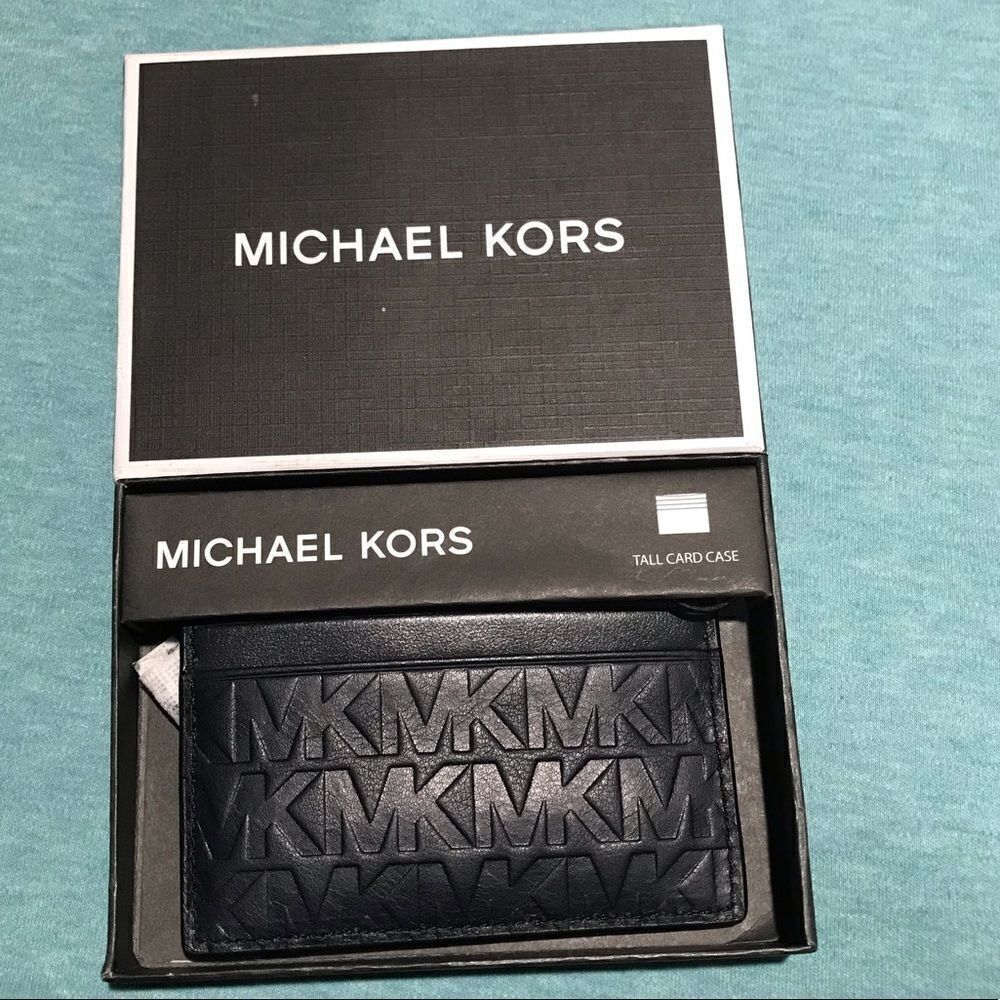 Michael Kors LEATHER Men's Tall Embossed  Leather Card Case - Picture 8 of 11